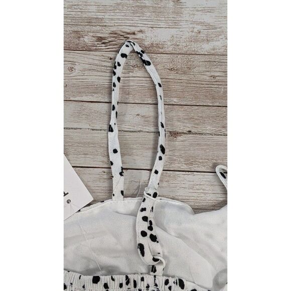 Kendall And Kylie Womens Size Small Black White Dotted Tie Back Cropped Top - Picture 6 of 10